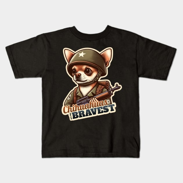 Chihuahua soldier Kids T-Shirt by k9-tee